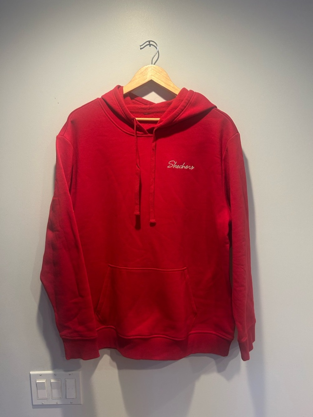 Skechers Men’s Bright Red Hooded Pullover Sweatshirt